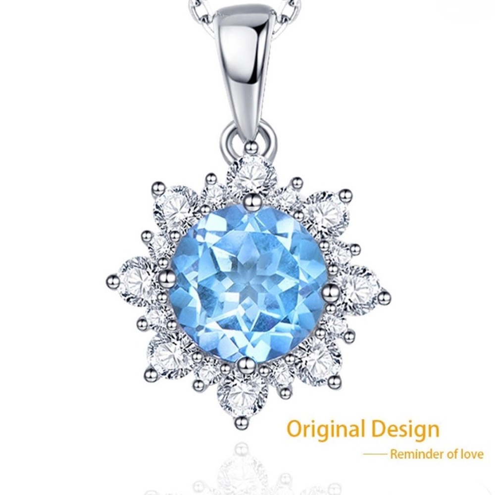 925 Sterling Silver Blue Sapphire Pendant